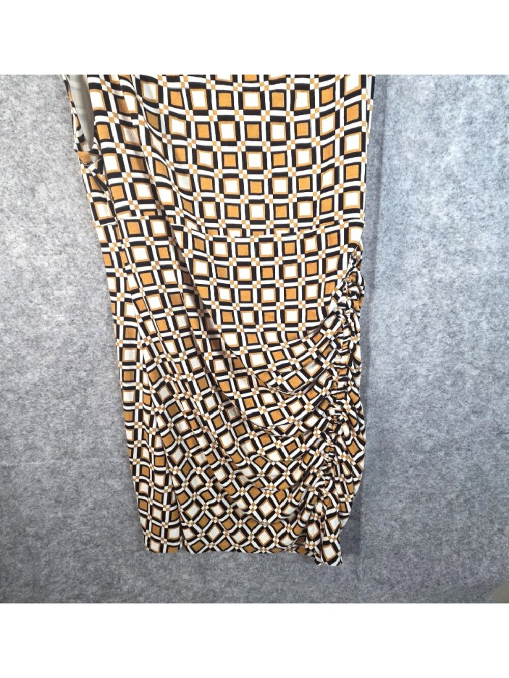 By Anthropologie The Maya Ruched Cowl Neck Dress 2X Geometric Plus Size Boho - Picture 3 of 10